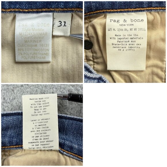 Rag & Bone Jeans Men 31 Pant Blue Denim Distressed Standard Issue Fit 1 Skinny 2 - Picture 10 of 11
